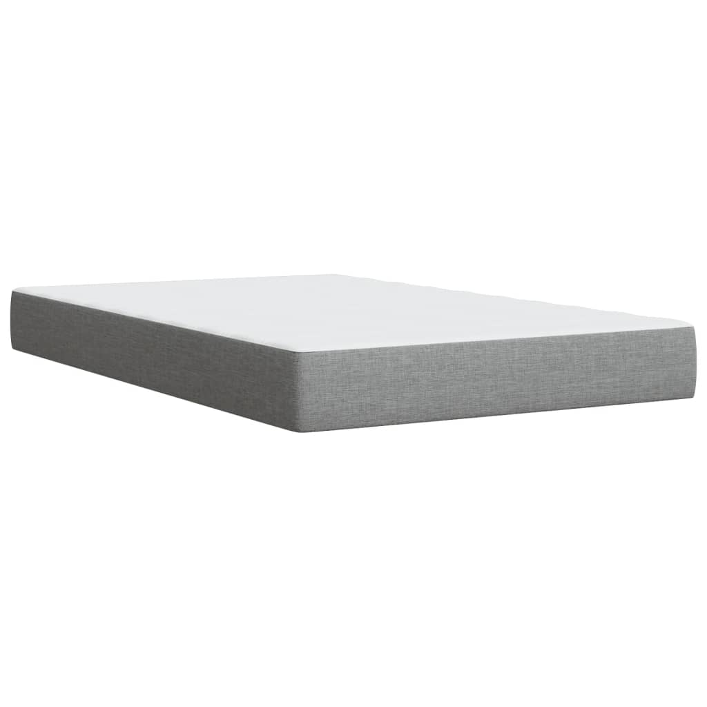 Κρεβάτι Boxspring με Στρώμα Ανοιχτό Γκρι 120x190 εκ. Υφασμάτινο - Pakobazaar
