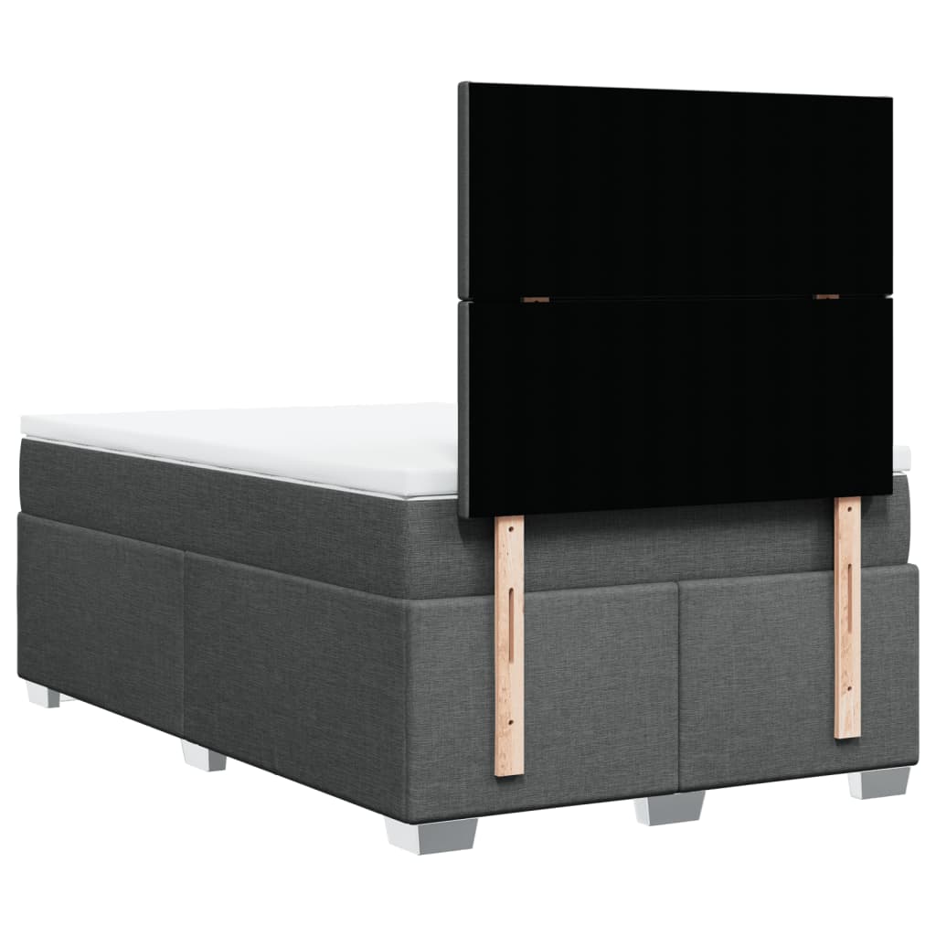 Κρεβάτι Boxspring με Στρώμα Σκούρο Γκρι 120x190 εκ Υφασμάτινο - Pakobazaar