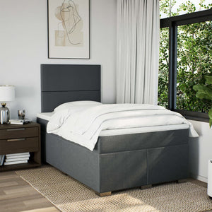 Κρεβάτι Boxspring με Στρώμα Σκούρο Γκρι 120x190 εκ Υφασμάτινο - Pakobazaar