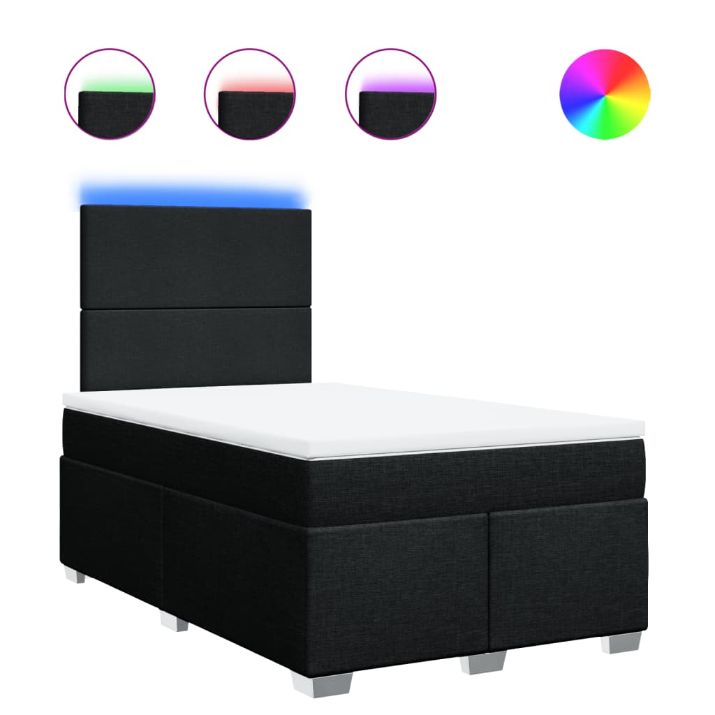Κρεβάτι Boxspring με Στρώμα Μαύρο 120x190 εκ. Υφασμάτινο - Pakobazaar