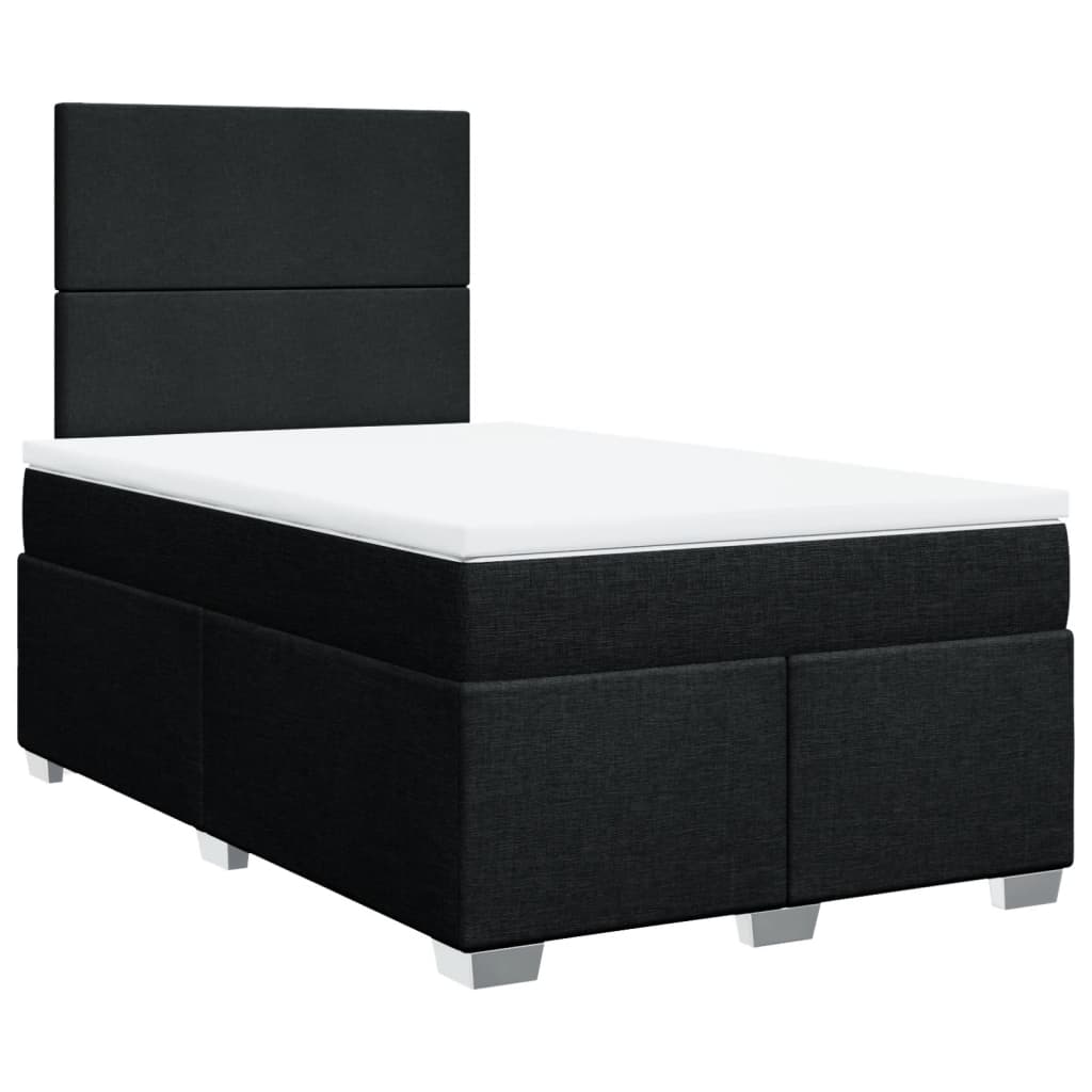 Κρεβάτι Boxspring με Στρώμα Μαύρο 120x190 εκ. Υφασμάτινο - Pakobazaar