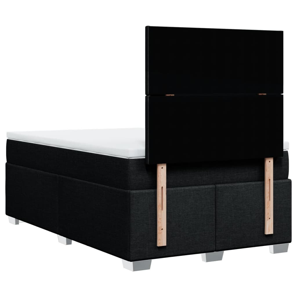 Κρεβάτι Boxspring με Στρώμα Μαύρο 120x190 εκ. Υφασμάτινο - Pakobazaar