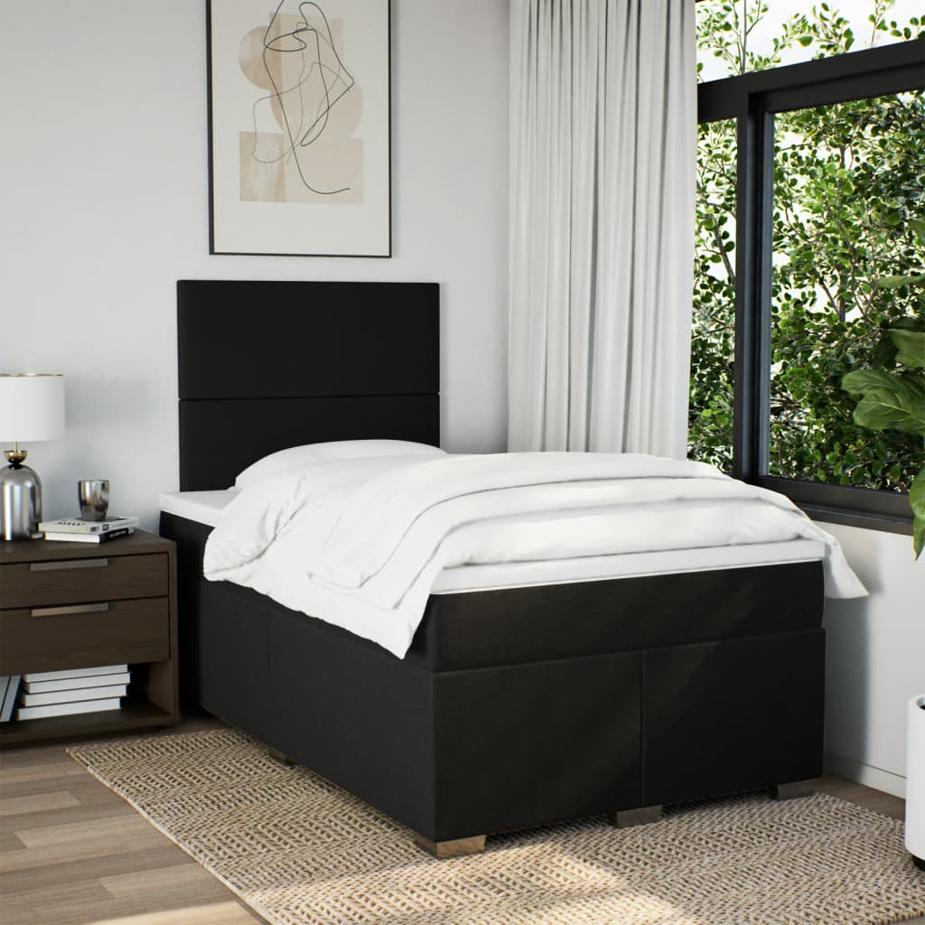 Κρεβάτι Boxspring με Στρώμα Μαύρο 120x190 εκ. Υφασμάτινο - Pakobazaar