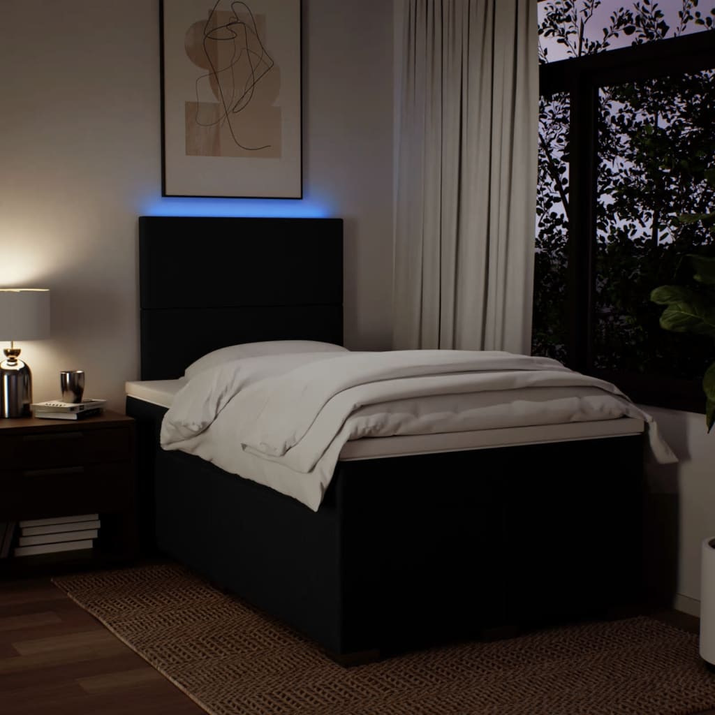 Κρεβάτι Boxspring με Στρώμα Μαύρο 120x190 εκ. Υφασμάτινο - Pakobazaar