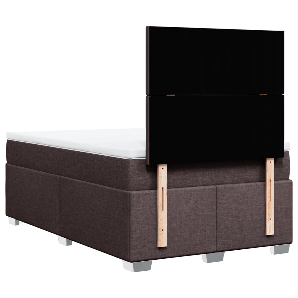 Κρεβάτι Boxspring με Στρώμα Σκούρο Καφέ 120x190 εκ Υφασμάτινο - Pakobazaar