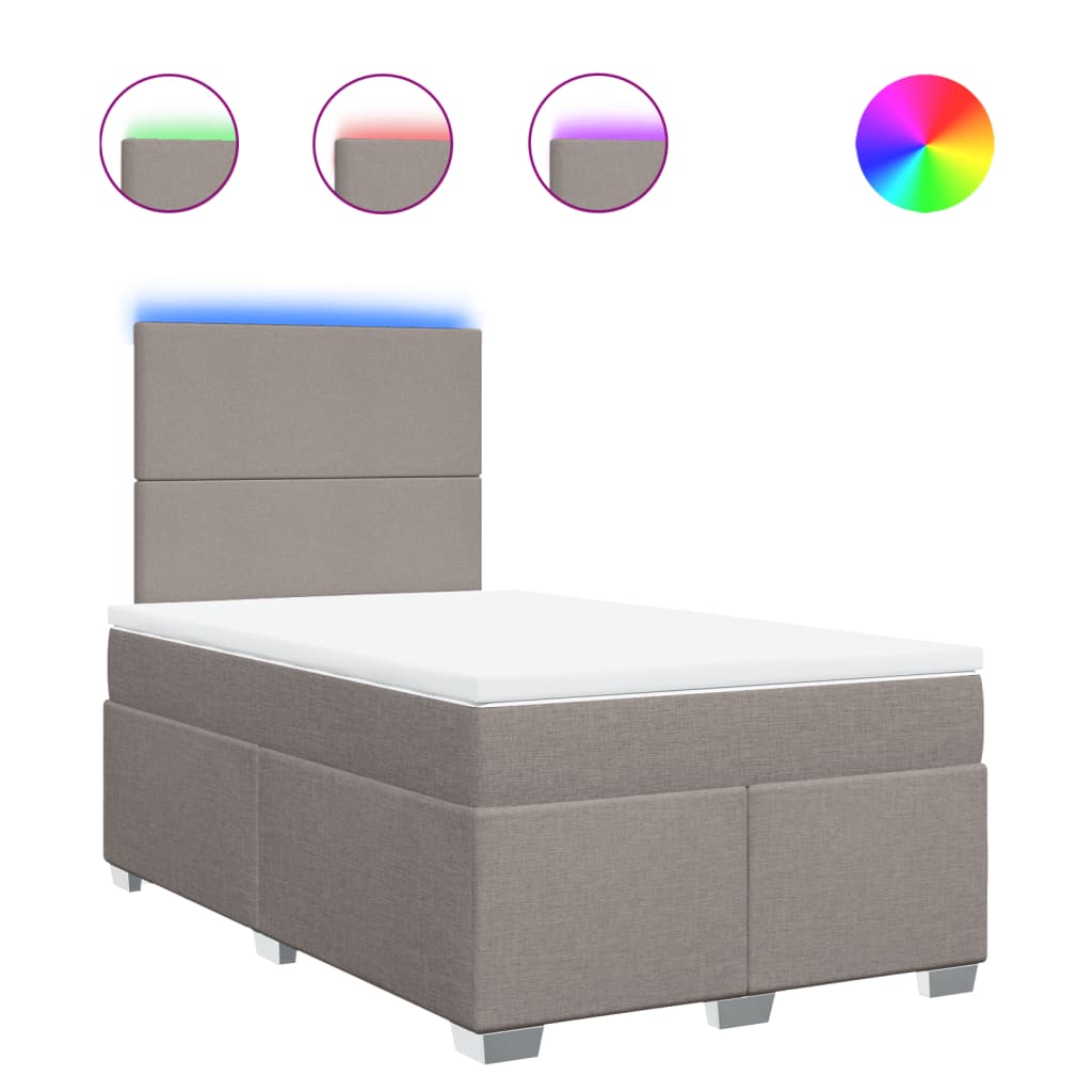 Κρεβάτι Boxspring με Στρώμα Taupe 120x190 εκ. Υφασμάτινο - Pakobazaar