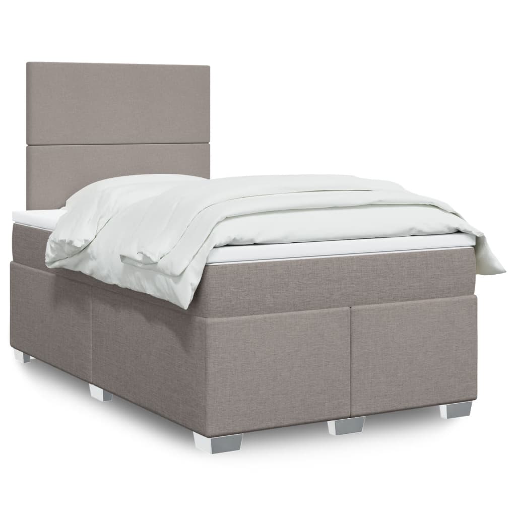 Κρεβάτι Boxspring με Στρώμα Taupe 120x190 εκ. Υφασμάτινο - Pakobazaar