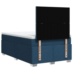 Κρεβάτι Boxspring με Στρώμα Μπλε 120x190 εκ. Υφασμάτινο - Pakobazaar