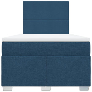 Κρεβάτι Boxspring με Στρώμα Μπλε 120x190 εκ. Υφασμάτινο - Pakobazaar