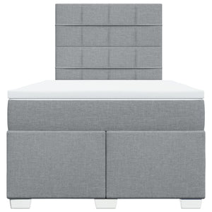 Κρεβάτι Boxspring με Στρώμα Ανοιχτό Γκρι 120x190 εκ. Υφασμάτινο