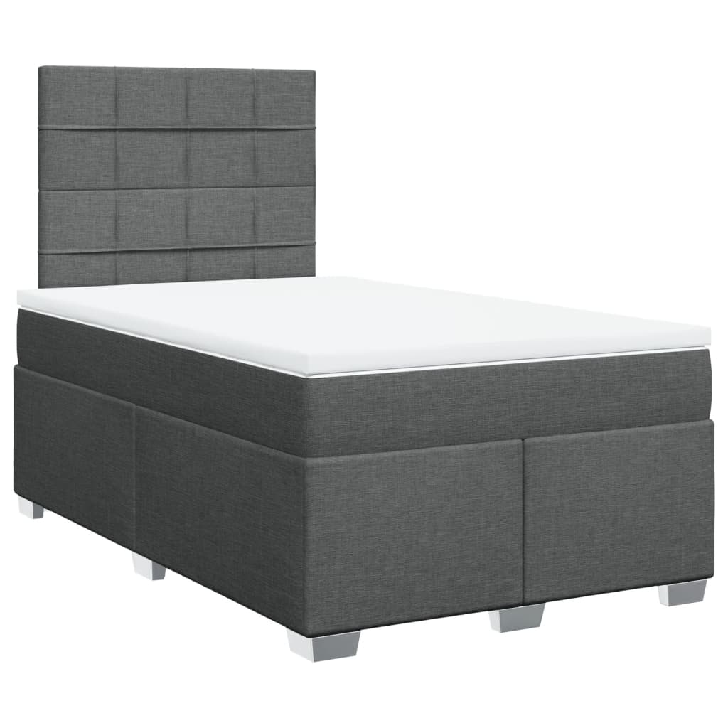 Κρεβάτι Boxspring με Στρώμα Σκούρο Γκρι 120x190 εκ Υφασμάτινο - Pakobazaar