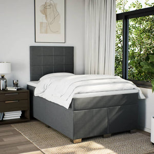 Κρεβάτι Boxspring με Στρώμα Σκούρο Γκρι 120x190 εκ Υφασμάτινο - Pakobazaar