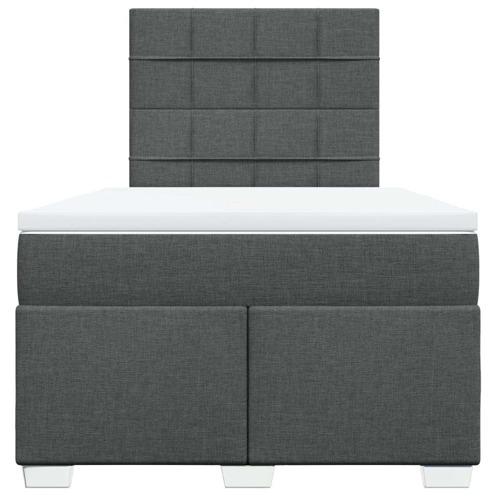Κρεβάτι Boxspring με Στρώμα Σκούρο Γκρι 120x190 εκ Υφασμάτινο - Pakobazaar