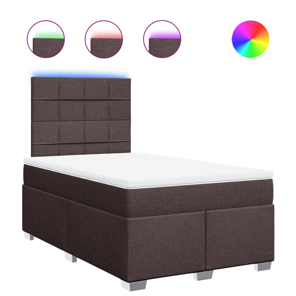 Κρεβάτι Boxspring με Στρώμα Σκούρο Καφέ 120x190 εκ Υφασμάτινο - Pakobazaar