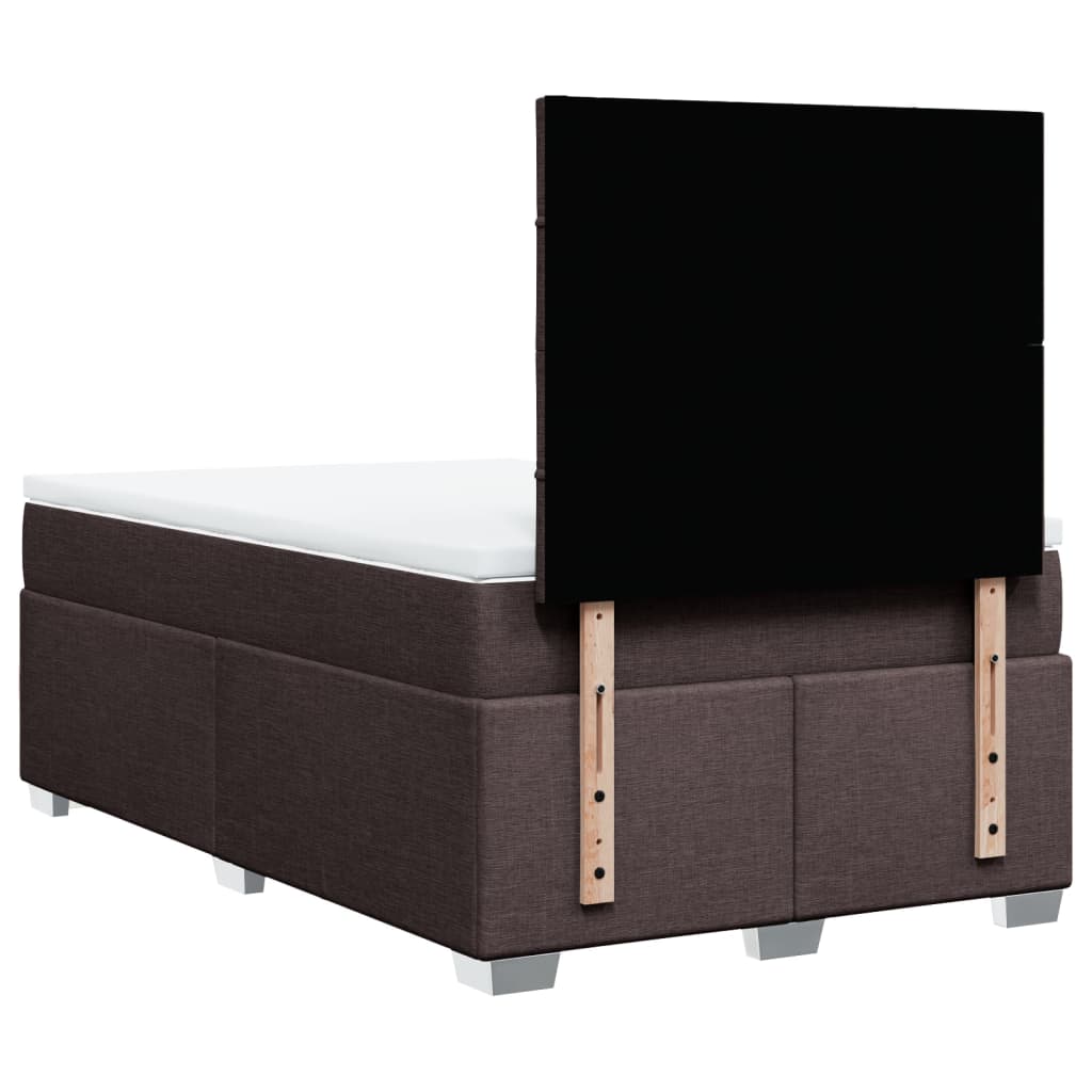 Κρεβάτι Boxspring με Στρώμα Σκούρο Καφέ 120x190 εκ Υφασμάτινο - Pakobazaar