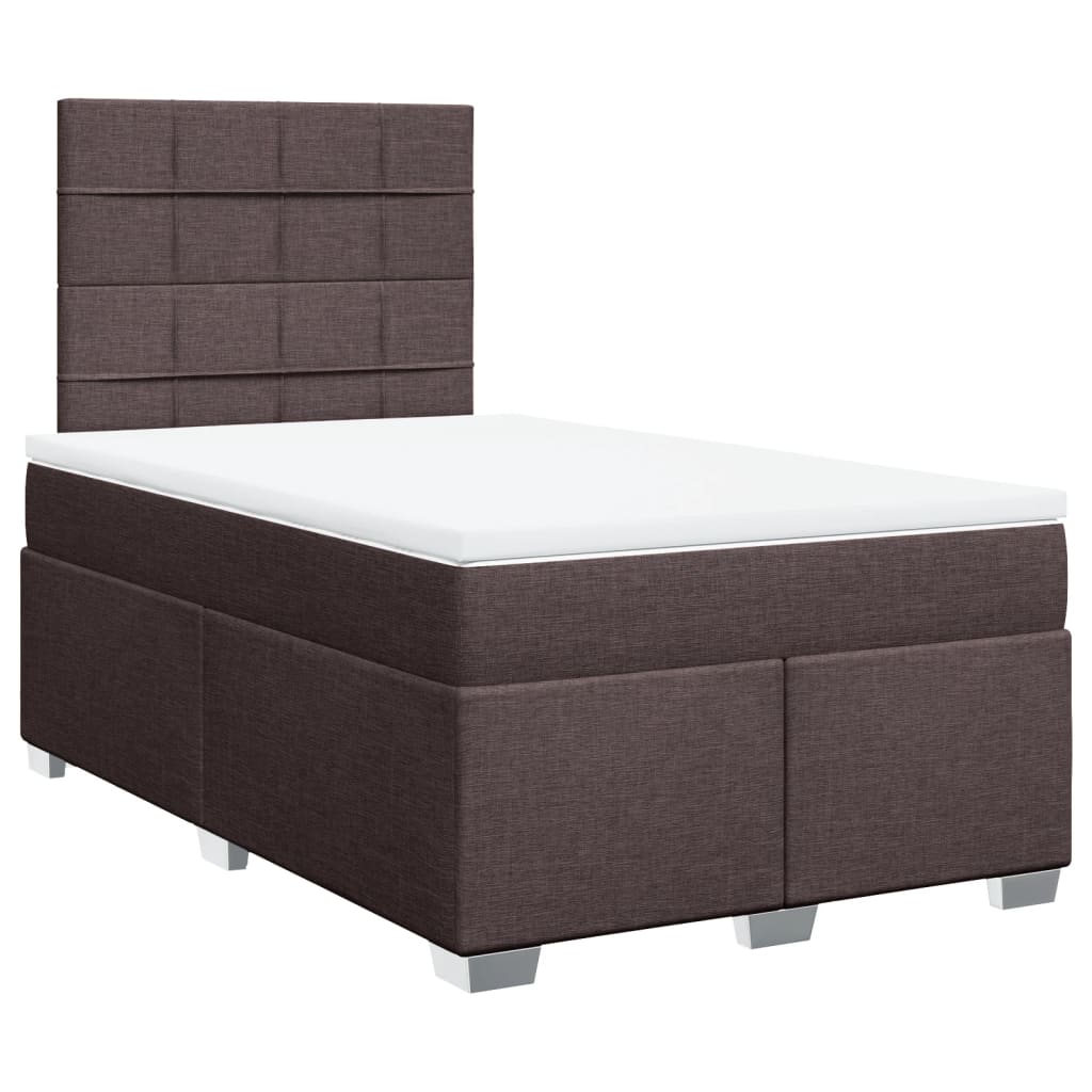 Κρεβάτι Boxspring με Στρώμα Σκούρο Καφέ 120x190 εκ Υφασμάτινο - Pakobazaar