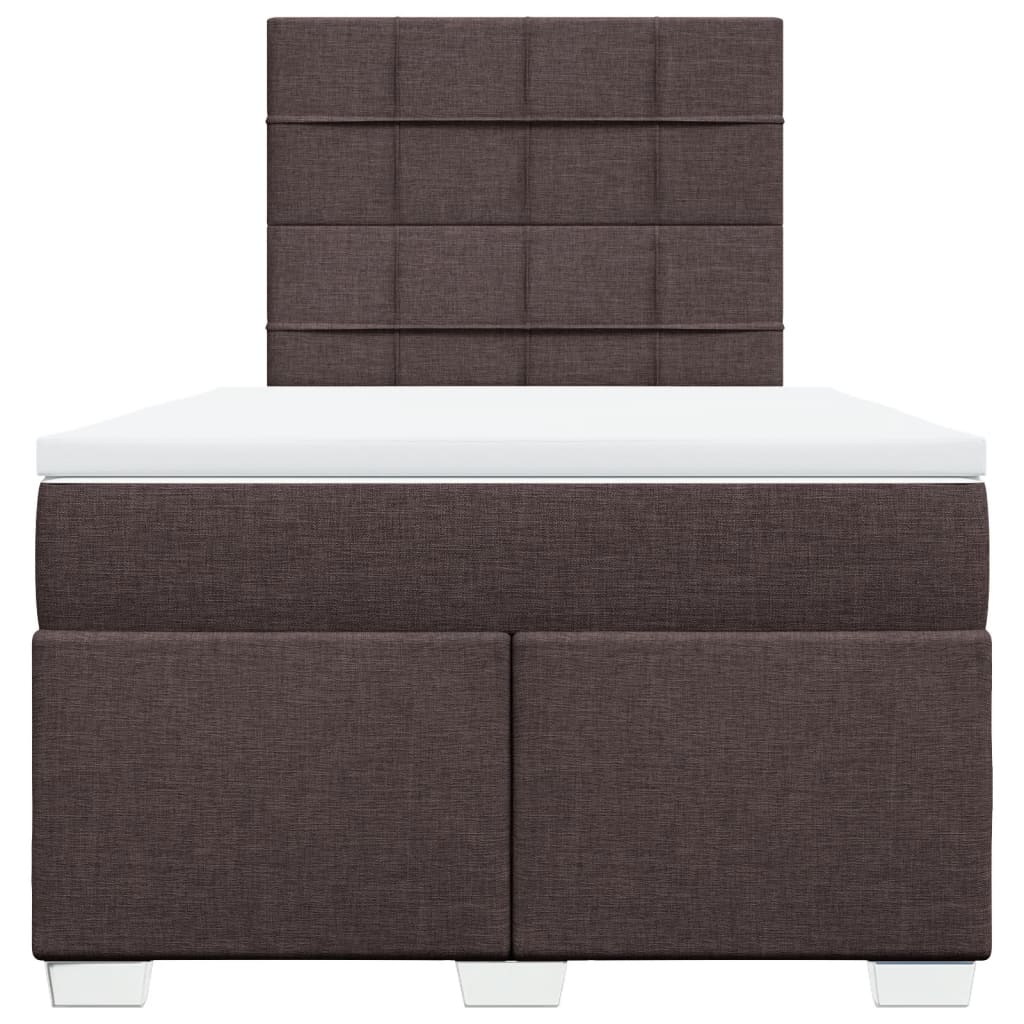 Κρεβάτι Boxspring με Στρώμα Σκούρο Καφέ 120x190 εκ Υφασμάτινο - Pakobazaar