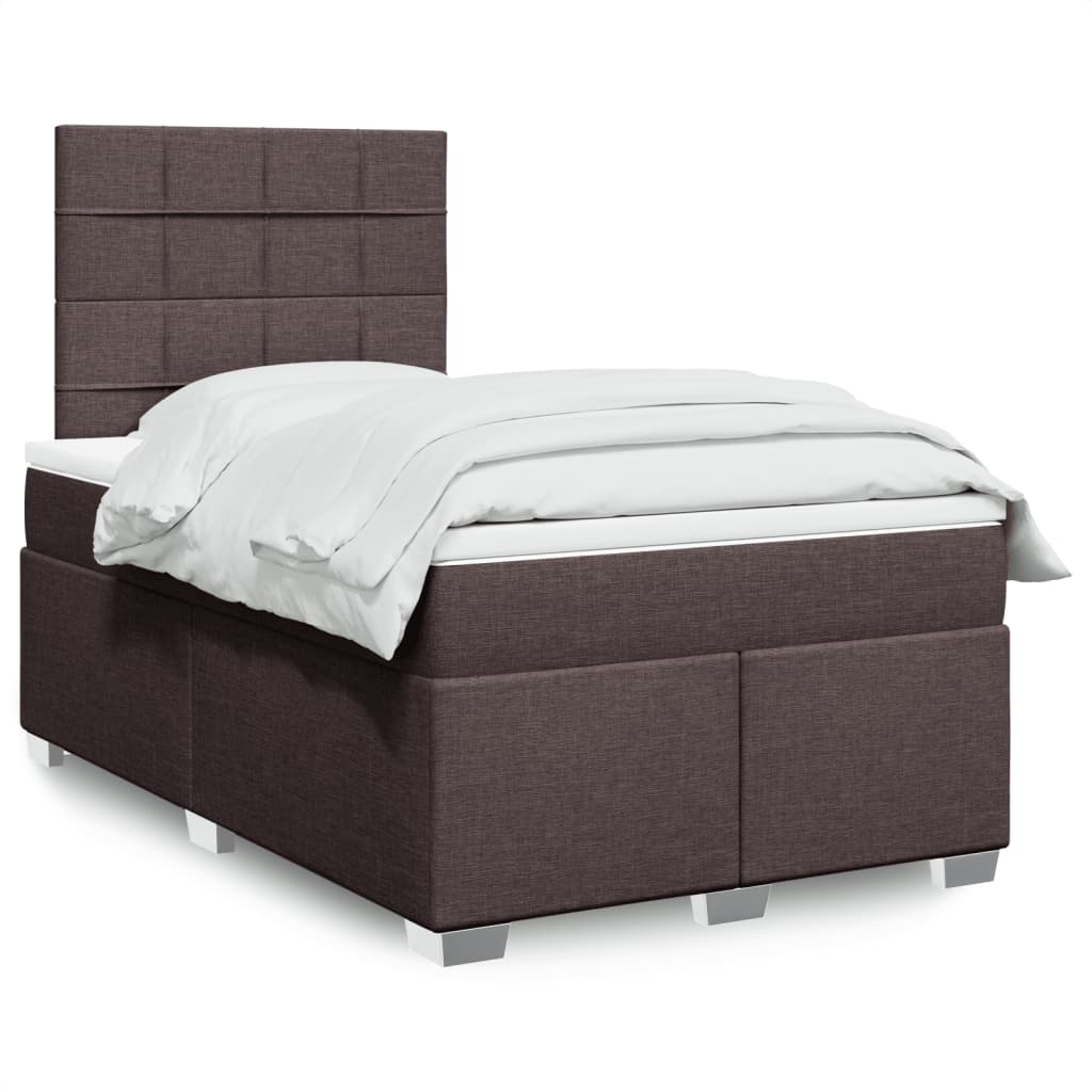 Κρεβάτι Boxspring με Στρώμα Σκούρο Καφέ 120x190 εκ Υφασμάτινο - Pakobazaar