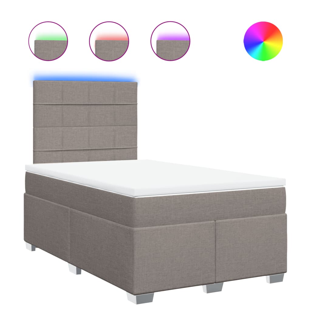 Κρεβάτι Boxspring με Στρώμα Taupe 120x190 εκ. Υφασμάτινο - Pakobazaar