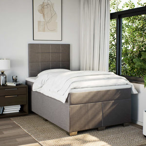 Κρεβάτι Boxspring με Στρώμα Taupe 120x190 εκ. Υφασμάτινο - Pakobazaar
