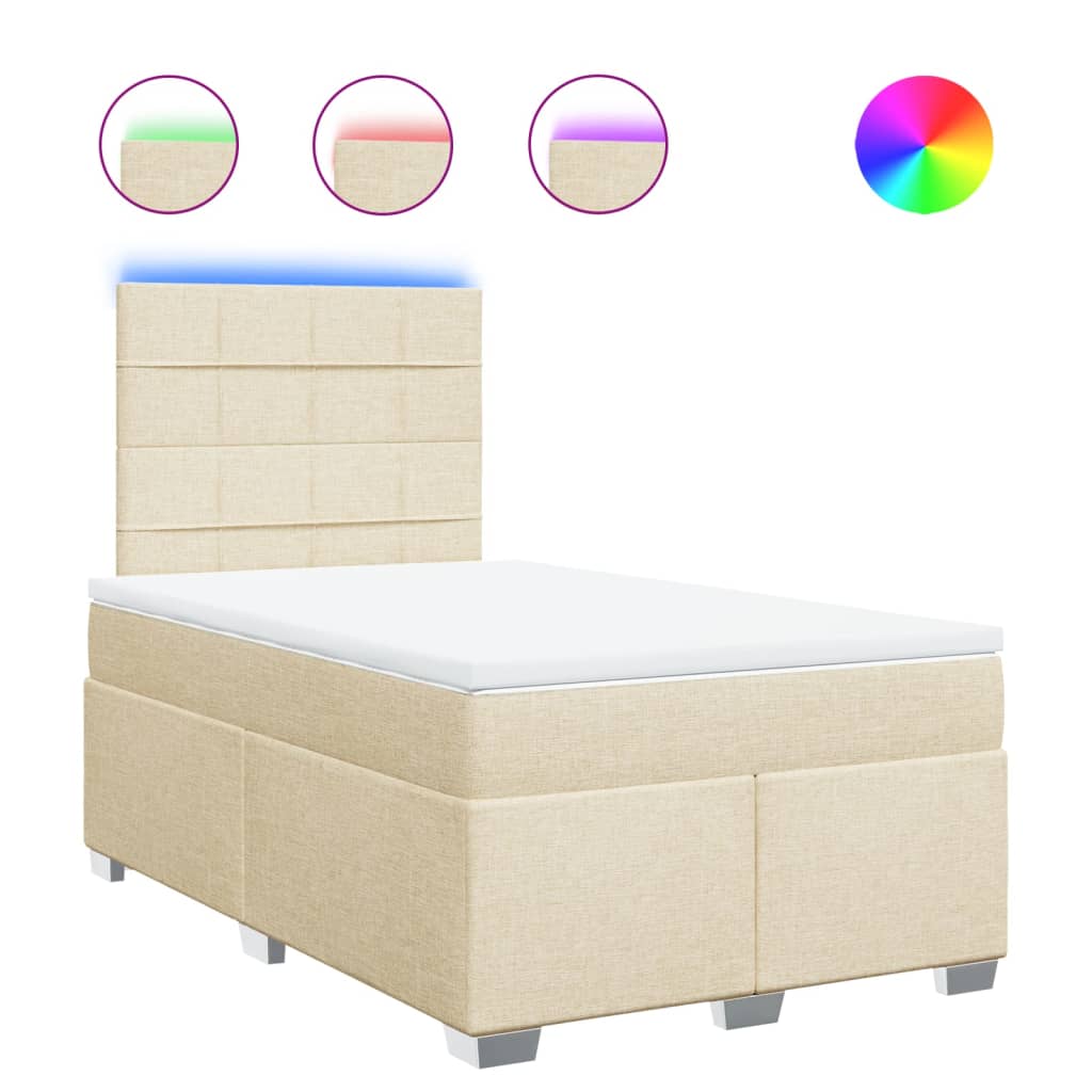 Κρεβάτι Boxspring με Στρώμα Κρεμ 120x190 εκ. Υφασμάτινο - Pakobazaar