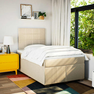 Κρεβάτι Boxspring με Στρώμα Κρεμ 120x190 εκ. Υφασμάτινο - Pakobazaar