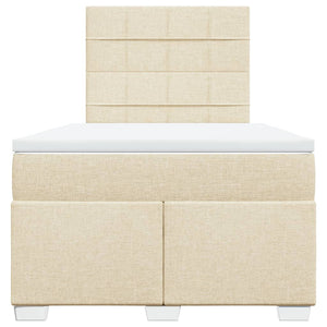 Κρεβάτι Boxspring με Στρώμα Κρεμ 120x190 εκ. Υφασμάτινο - Pakobazaar