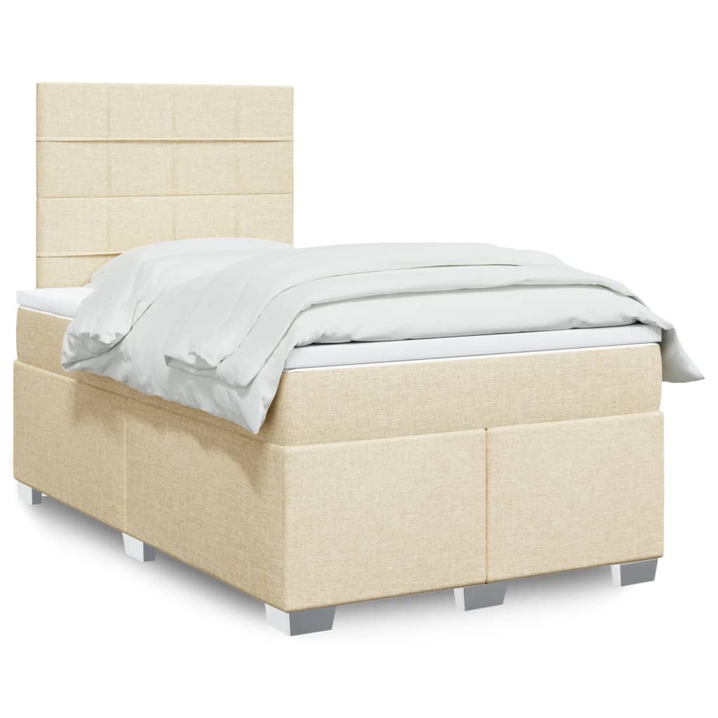 Κρεβάτι Boxspring με Στρώμα Κρεμ 120x190 εκ. Υφασμάτινο - Pakobazaar