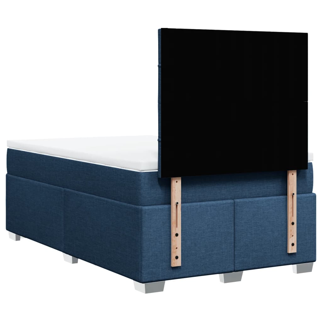 Κρεβάτι Boxspring με Στρώμα Μπλε 120x190 εκ. Υφασμάτινο - Pakobazaar