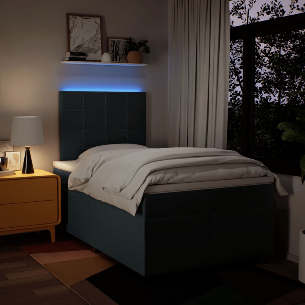 Κρεβάτι Boxspring με Στρώμα Μπλε 120x190 εκ. Υφασμάτινο - Pakobazaar