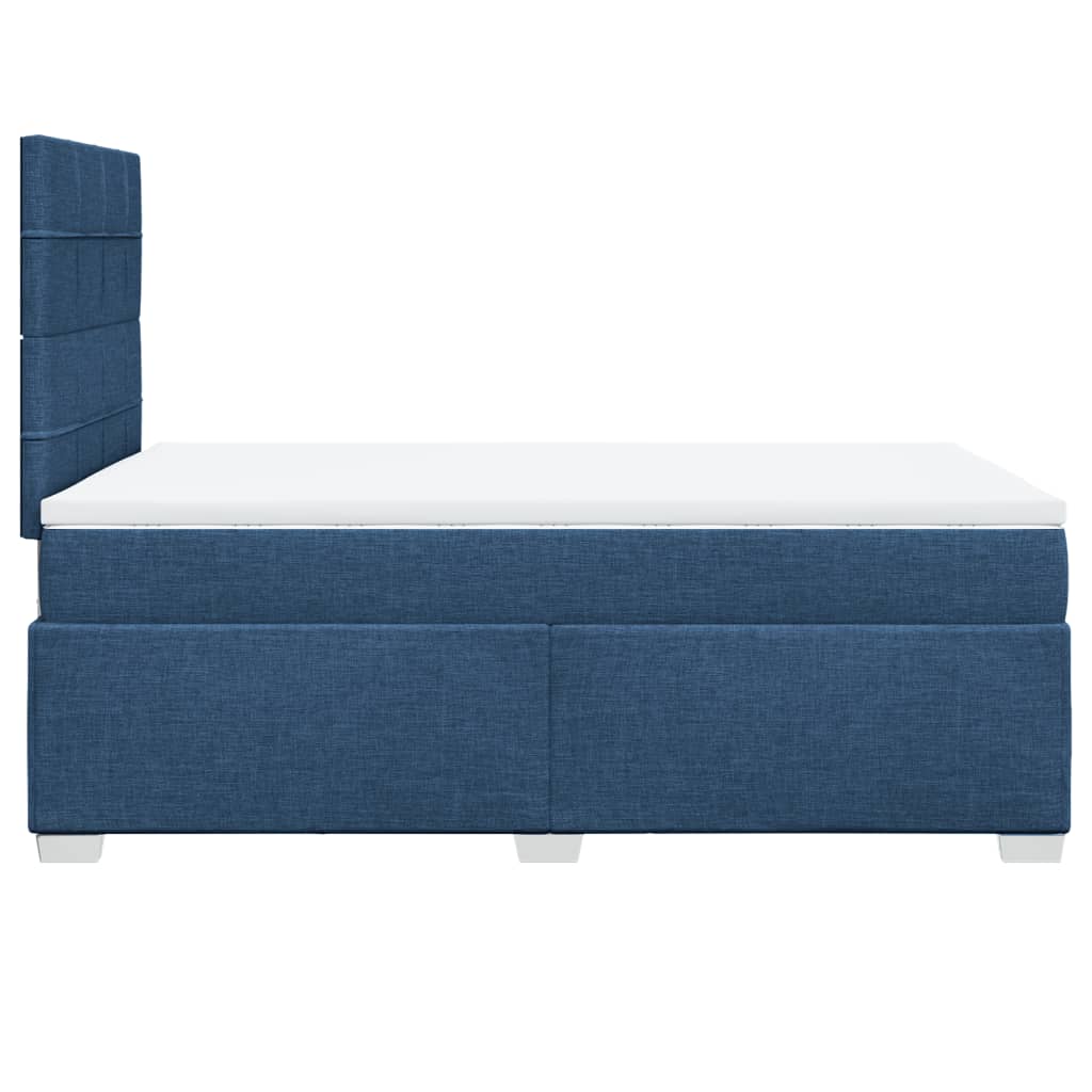 Κρεβάτι Boxspring με Στρώμα Μπλε 120x190 εκ. Υφασμάτινο - Pakobazaar