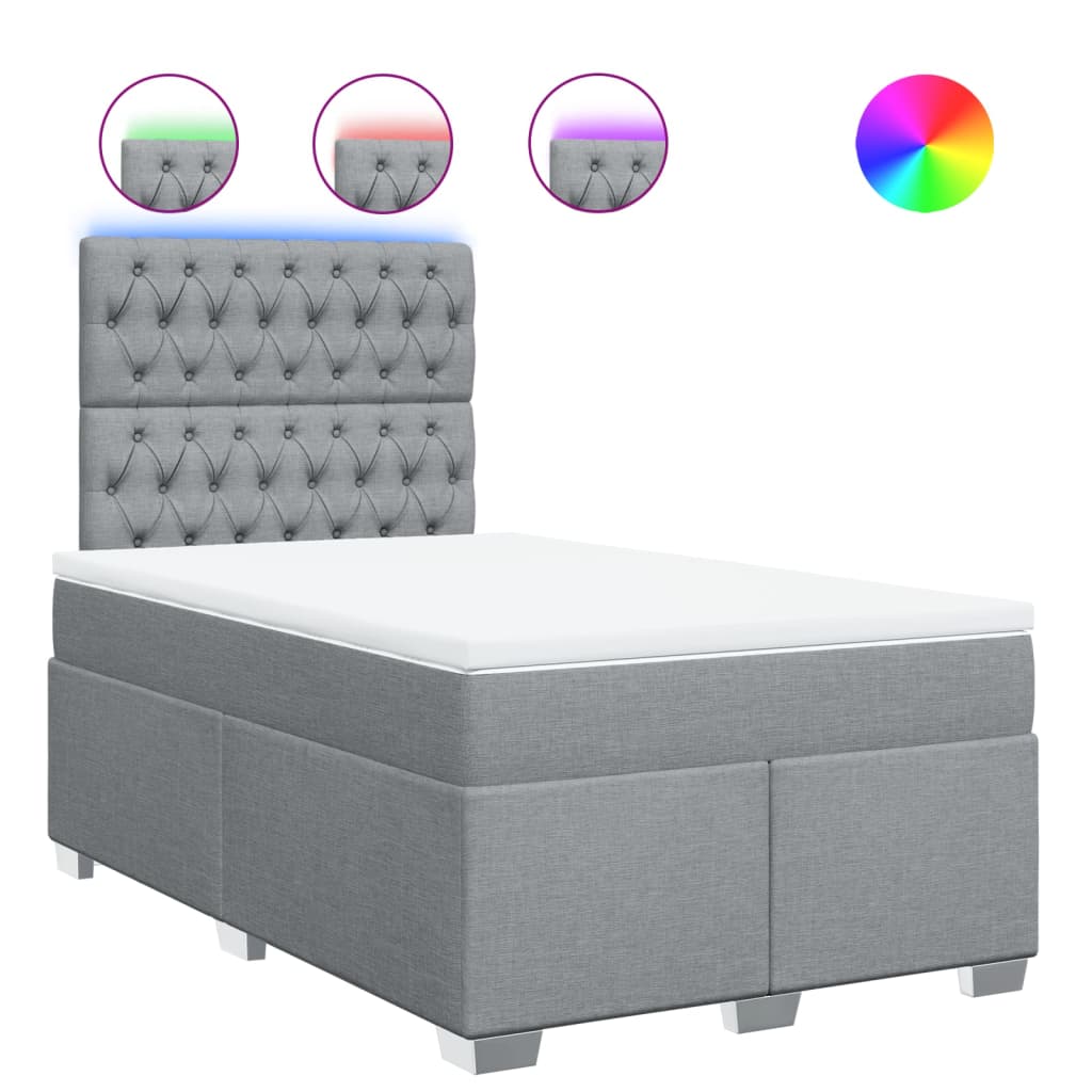 Κρεβάτι Boxspring με Στρώμα Ανοιχτό Γκρι 120x190 εκ. Υφασμάτινο - Pakobazaar