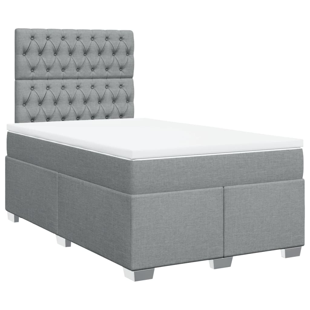 Κρεβάτι Boxspring με Στρώμα Ανοιχτό Γκρι 120x190 εκ. Υφασμάτινο - Pakobazaar