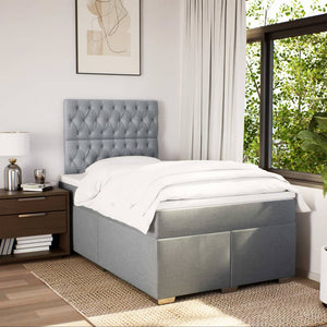 Κρεβάτι Boxspring με Στρώμα Ανοιχτό Γκρι 120x190 εκ. Υφασμάτινο - Pakobazaar