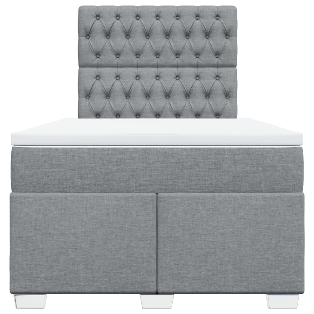 Κρεβάτι Boxspring με Στρώμα Ανοιχτό Γκρι 120x190 εκ. Υφασμάτινο - Pakobazaar