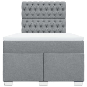 Κρεβάτι Boxspring με Στρώμα Ανοιχτό Γκρι 120x190 εκ. Υφασμάτινο - Pakobazaar