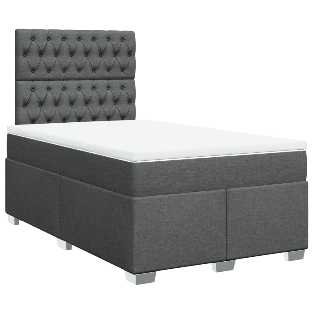 Κρεβάτι Boxspring με Στρώμα Σκούρο Γκρι 120x190 εκ Υφασμάτινο - Pakobazaar