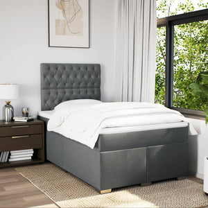 Κρεβάτι Boxspring με Στρώμα Σκούρο Γκρι 120x190 εκ Υφασμάτινο - Pakobazaar