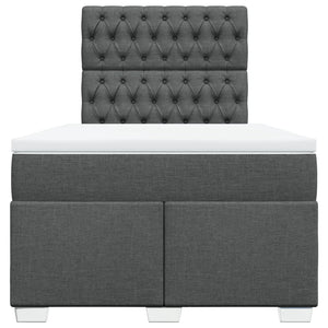 Κρεβάτι Boxspring με Στρώμα Σκούρο Γκρι 120x190 εκ Υφασμάτινο - Pakobazaar