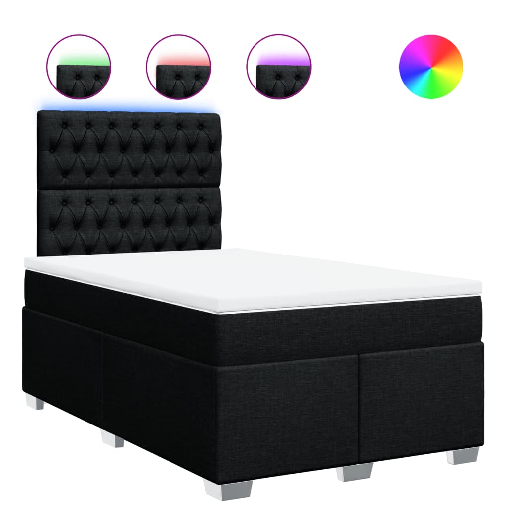 Κρεβάτι Boxspring με Στρώμα Μαύρο 120x190 εκ. Υφασμάτινο - Pakobazaar