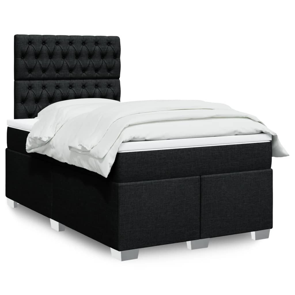 Κρεβάτι Boxspring με Στρώμα Μαύρο 120x190 εκ. Υφασμάτινο - Pakobazaar