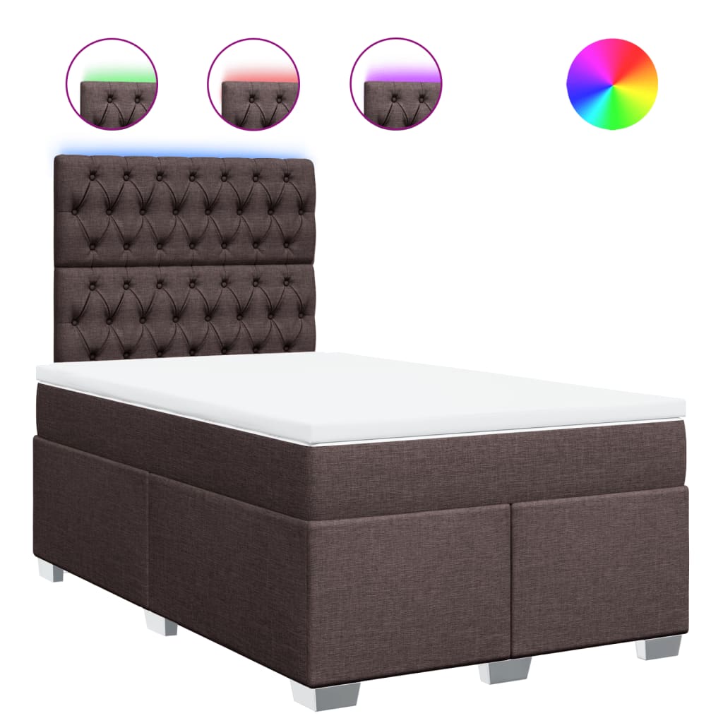 Κρεβάτι Boxspring με Στρώμα Σκούρο Καφέ 120x190 εκ Υφασμάτινο