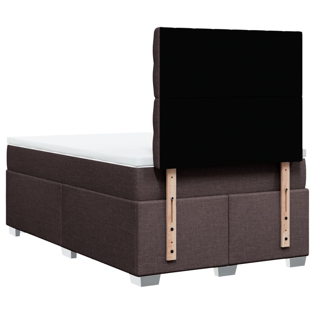Κρεβάτι Boxspring με Στρώμα Σκούρο Καφέ 120x190 εκ Υφασμάτινο