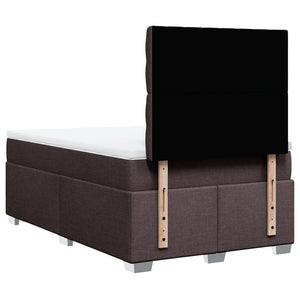 Κρεβάτι Boxspring με Στρώμα Σκούρο Καφέ 120x190 εκ Υφασμάτινο