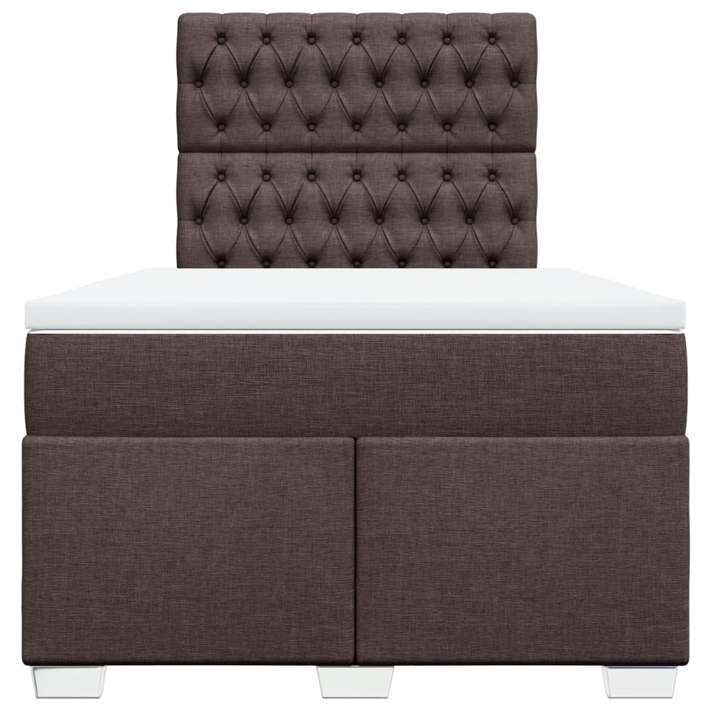 Κρεβάτι Boxspring με Στρώμα Σκούρο Καφέ 120x190 εκ Υφασμάτινο