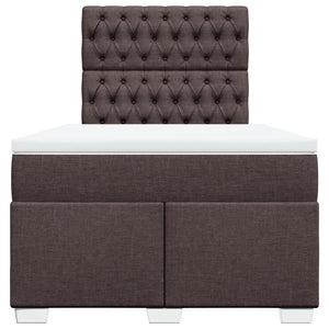 Κρεβάτι Boxspring με Στρώμα Σκούρο Καφέ 120x190 εκ Υφασμάτινο
