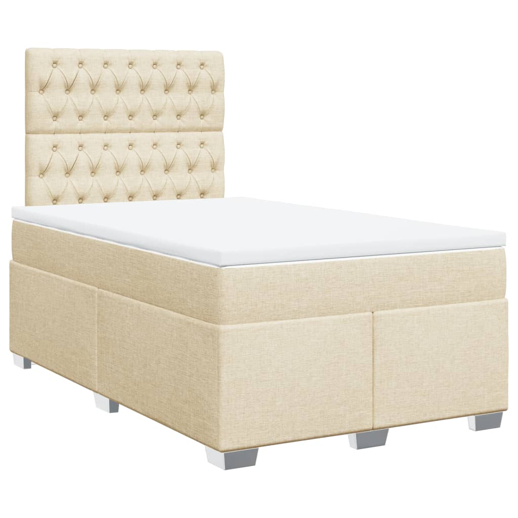 Κρεβάτι Boxspring με Στρώμα Κρεμ 120x190 εκ. Υφασμάτινο - Pakobazaar