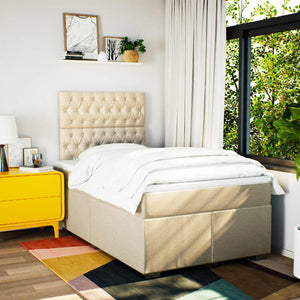 Κρεβάτι Boxspring με Στρώμα Κρεμ 120x190 εκ. Υφασμάτινο - Pakobazaar