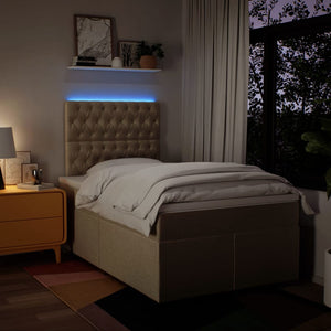 Κρεβάτι Boxspring με Στρώμα Κρεμ 120x190 εκ. Υφασμάτινο - Pakobazaar