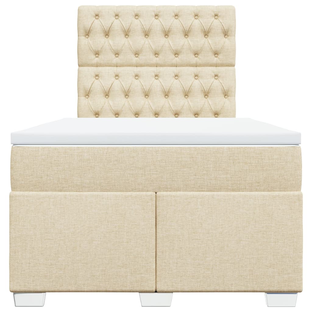 Κρεβάτι Boxspring με Στρώμα Κρεμ 120x190 εκ. Υφασμάτινο - Pakobazaar